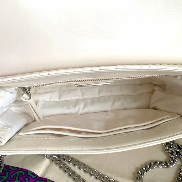 TORY BURCH "RARE" LUXURY TRAPUNTO DUET CHAIN CONVERTIBLE BAG 🩶🤍LIKE NEW🤍🩶 - Picture 14 of 17
